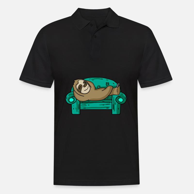 Faultier lustig auf Sofa Geschenk - Männer Poloshirt - Schwarz