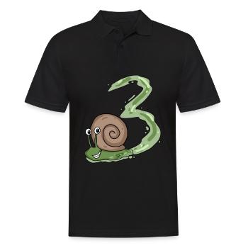 Escargot 3e anniversaire - cadeau 3 ans - Polo Homme - noir - Devant - Kai (181cm)