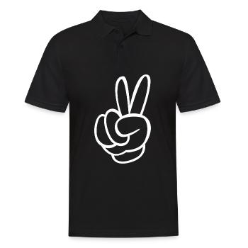 Frieden Freiheit Liebe Peace Zeichen Symbol - Männer Poloshirt - Schwarz - Vorne - Kai (181cm)