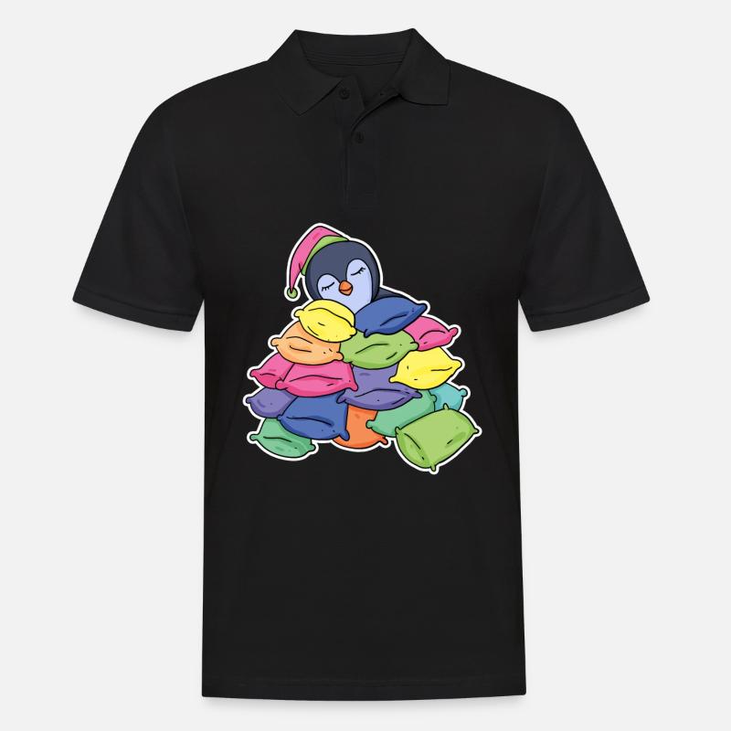 Schlafender Pinguin - Männer Poloshirt - Schwarz
