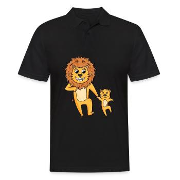 Lion avec enfant - Polo Homme - noir - Devant - Kai (181cm)