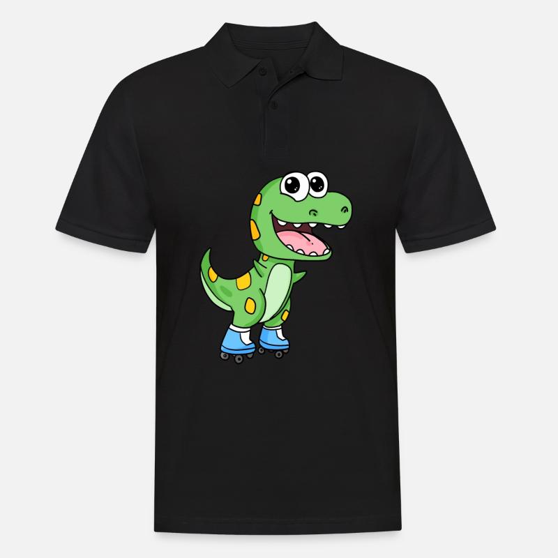 Inline Skating Rollschuhe Dinosaurier - Männer Poloshirt - Schwarz