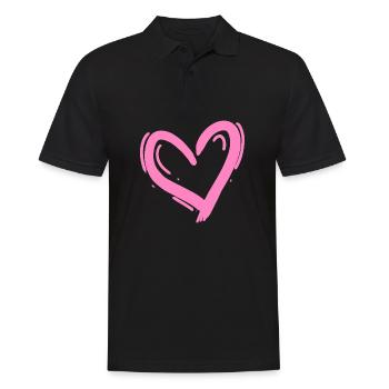 Herz Design Liebe Rosa - Männer Poloshirt - Schwarz - Vorne - Kai (181cm)