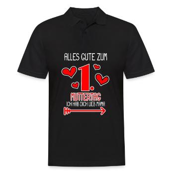 1. Muttertag - Ich hab dich lieb Mama - Männer Poloshirt - Schwarz - Vorne - Kai (181cm)