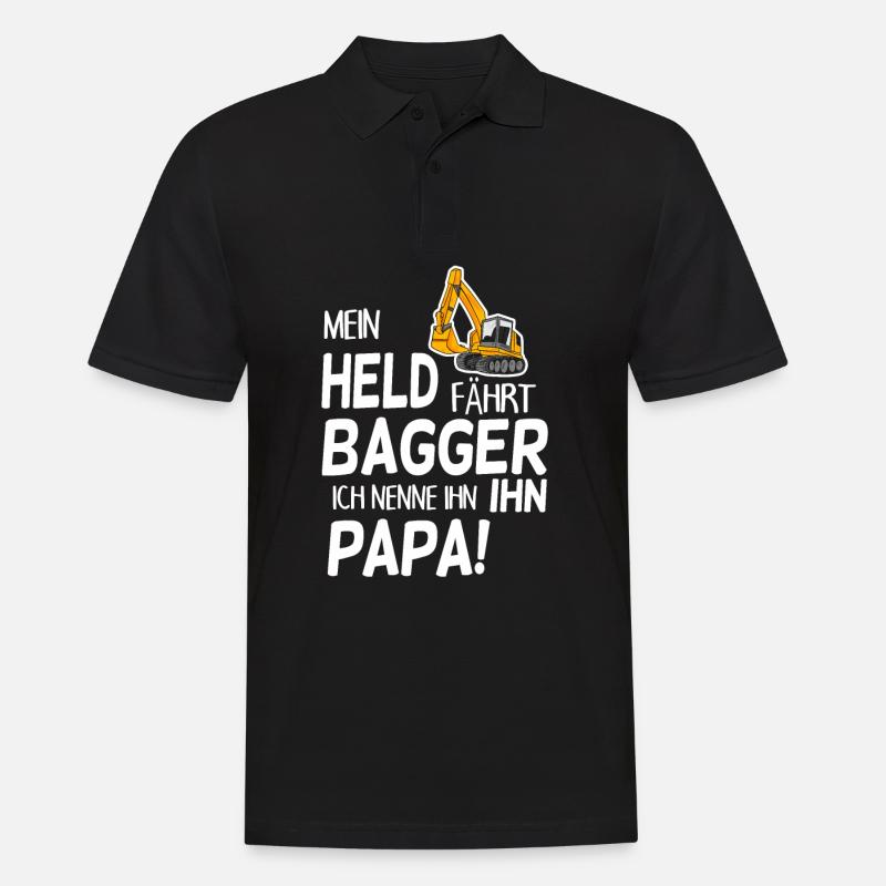 Bagger Held Papa Vater Geschenk - Männer Poloshirt - Schwarz