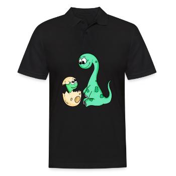 Dinosaures avec bébé dinosaures - Polo Homme - noir - Devant - Kai (181cm)