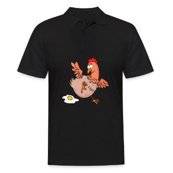 Chicken Lays an Egg Cartoon - Men's Polo Shirt - black - Front - Kai (181cm)