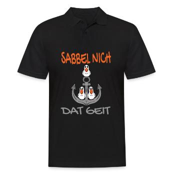 Anker mit Möwen Sabbel Nich Dat Geit - Männer Poloshirt - Schwarz - Vorne - Kai (181cm)