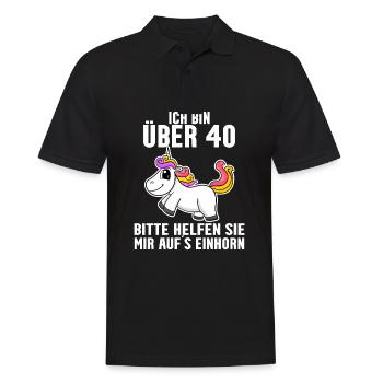 40. Geburtstag Frau 40 Jahre Einhorn - Männer Poloshirt - Schwarz - Vorne - Kai (181cm)