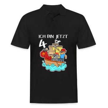 4. Geburtstag Geburtstagskind Piratenschiff - Männer Poloshirt - Schwarz - Vorne - Kai (181cm)