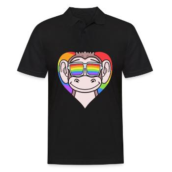 LGBT Herz mit Affe Regenbogen - Männer Poloshirt - Schwarz - Vorne - Kai (181cm)