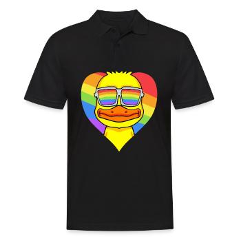 LGBT coeur avec l’arc-en-ciel canard - Polo Homme - noir - Devant - Kai (181cm)
