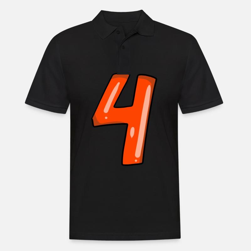 4 rot - Männer Poloshirt - Schwarz