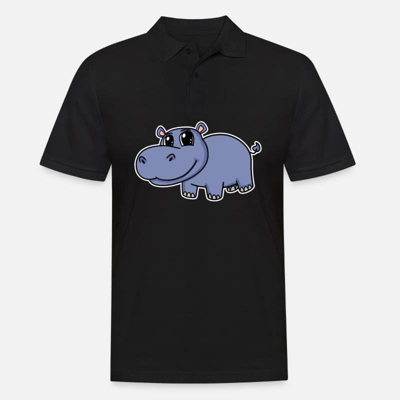 Nilpferd - Männer Poloshirt - Schwarz