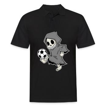 Grim Reaper with football - Men's Polo Shirt - black - Front - Kai (181cm)