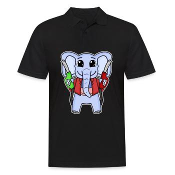 Tankwart Elefant Tankstelle - Männer Poloshirt - Schwarz - Vorne - Kai (181cm)