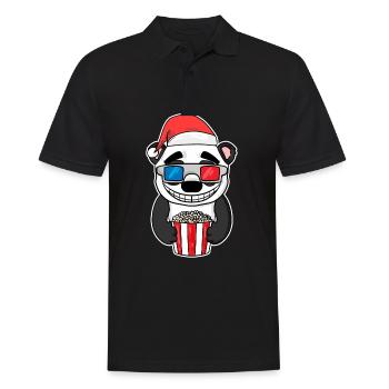 Noël Panda Bear Popcorn Cinéma - Polo Homme - noir - Devant - Kai (181cm)