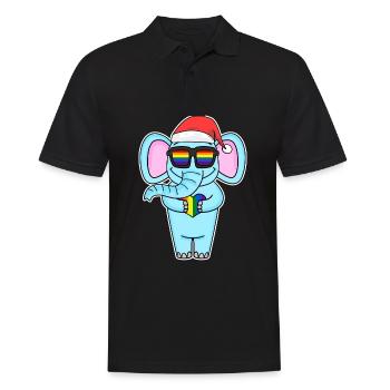 Elephant Rainbow Christmas - Men's Polo Shirt - black - Front - Kai (181cm)