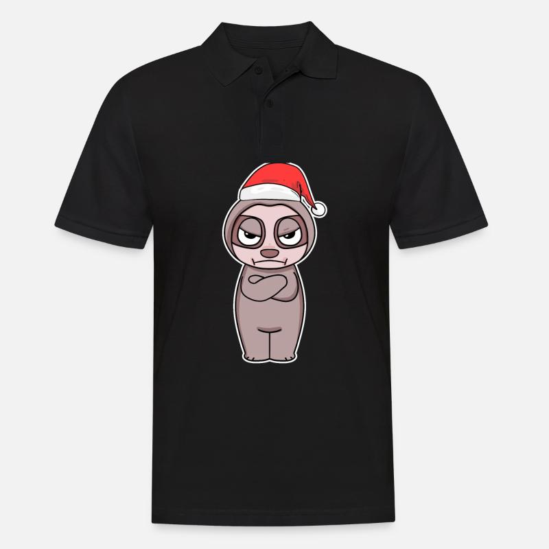 Faultier Weihnachten - Männer Poloshirt - Schwarz