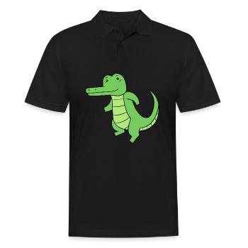 Krokodil - Männer Poloshirt - Schwarz - Vorne - Kai (181cm)