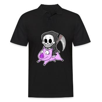 Grim Reaper and Pig - Men's Polo Shirt - black - Front - Kai (181cm)