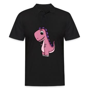 Dino Motiv - Männer Poloshirt - Schwarz - Vorne - Kai (181cm)