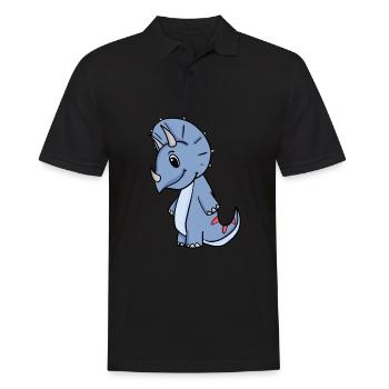 Dino Motiv - Männer Poloshirt - Schwarz - Vorne - Kai (181cm)