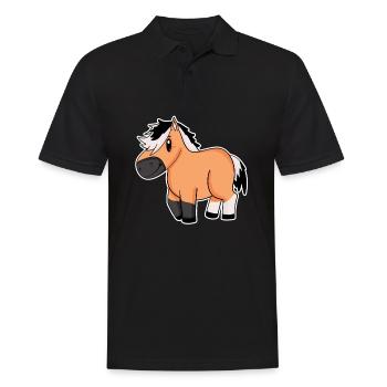 Norwegisches Fjordpferd Pferd Hauspferd - Männer Poloshirt - Schwarz - Vorne - Kai (181cm)