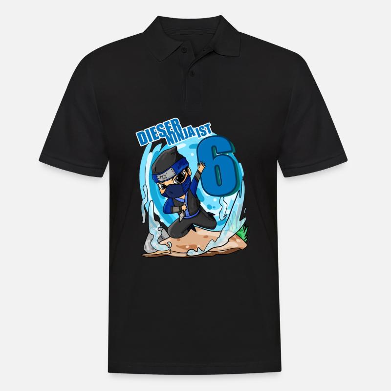 6 Jahre Geburtstag Junge Ninja - Ich bin 6 - Männer Poloshirt - Schwarz