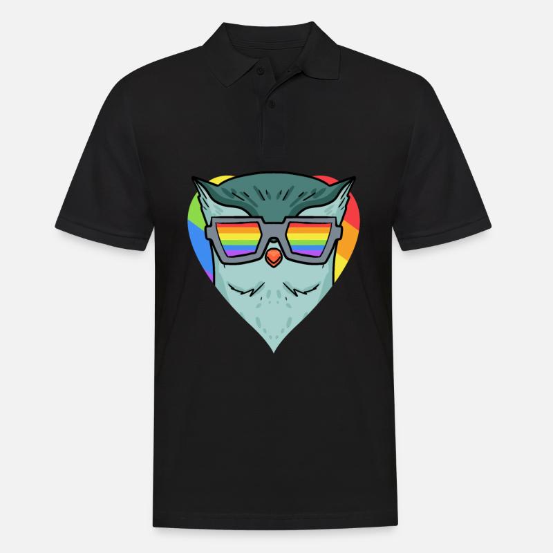 LGBT Tier Eule Regenbogen - Männer Poloshirt - Schwarz