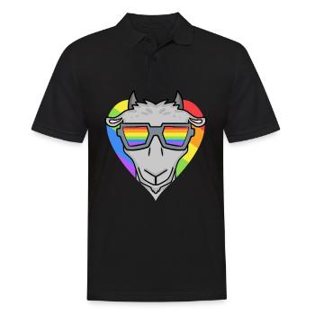 LGBT Tier Ziege Regenbogen - Männer Poloshirt - Schwarz - Vorne - Kai (181cm)