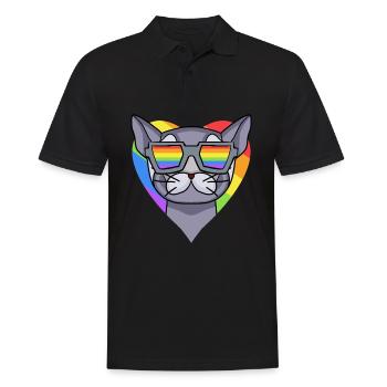 CHAT LGBT British Shorthair Rainbow - Polo Homme - noir - Devant - Kai (181cm)