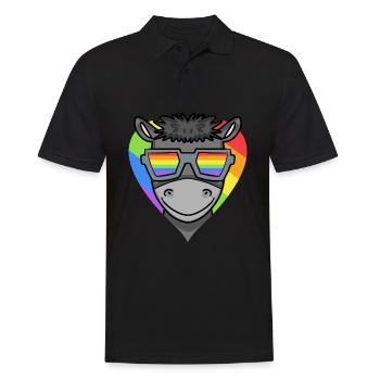LGBT Tier Esel Regenbogen - Männer Poloshirt - Schwarz - Vorne - Kai (181cm)