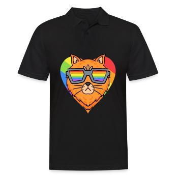 Chat LGBT Maine Coon Rainbow - Polo Homme - noir - Devant - Kai (181cm)