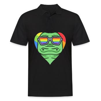 LGBT Tier Krokodil Regenbogen - Männer Poloshirt - Schwarz - Vorne - Kai (181cm)