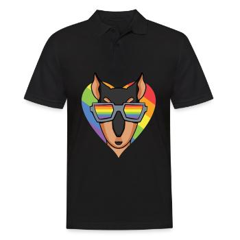 LGBT Hund Dobermann Regenbogen - Männer Poloshirt - Schwarz - Vorne - Kai (181cm)