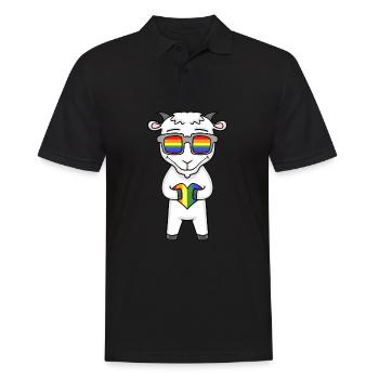 LGBT Tier Ziege Regenbogen - Männer Poloshirt - Schwarz - Vorne - Kai (181cm)