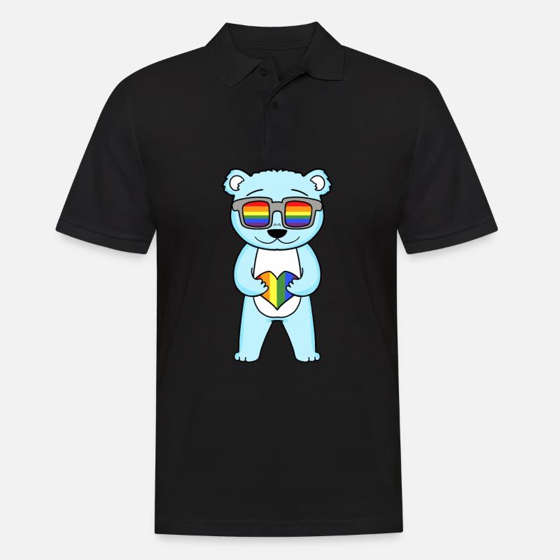 LGBT Tier Bär Regenbogen - Männer Poloshirt - Schwarz