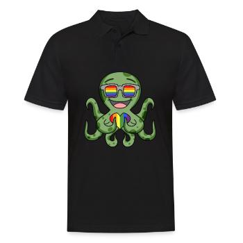 LGBT Tier Krake Regenbogen - Männer Poloshirt - Schwarz - Vorne - Kai (181cm)