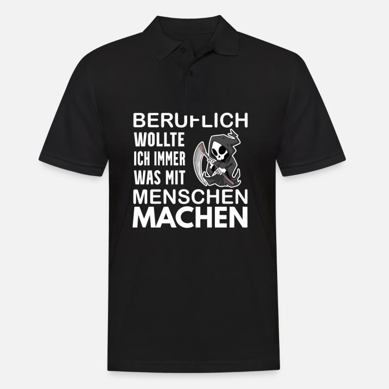 Sensenmann lustiger Spruch - Männer Poloshirt - Schwarz