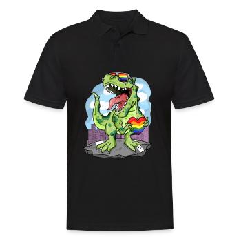 LGBT Animal Dinosaur Rainbow Heart - Men's Polo Shirt - black - Front - Kai (181cm)