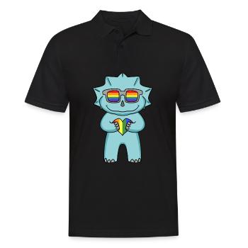 LGBT Animal Dinosaur Rainbow Heart - Men's Polo Shirt - black - Front - Kai (181cm)