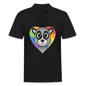 LGBT Animal Lemur Rainbow Heart - Polo Homme - noir - Devant - Kai (181cm)