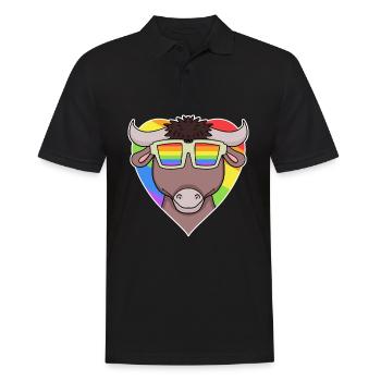 LGBT Animal Taurus Rainbow Heart - Men's Polo Shirt - black - Front - Kai (181cm)