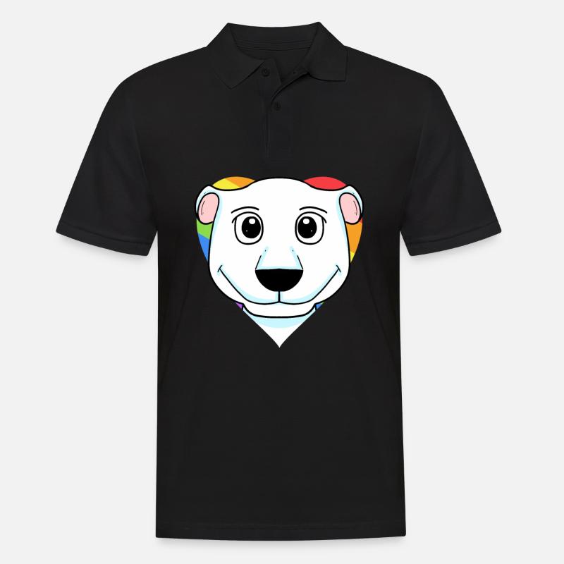 LGBT Tier Eisbär Regenbogen Herz - Männer Poloshirt - Schwarz