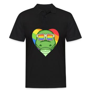 LGBT Animal Crocodiles Rainbow Heart - Men's Polo Shirt - black - Front - Kai (181cm)