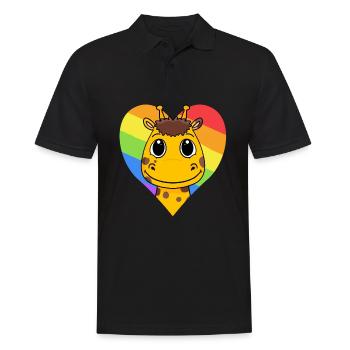 Giraffe LGBT Regenbogen Farben - Männer Poloshirt - Schwarz - Vorne - Kai (181cm)