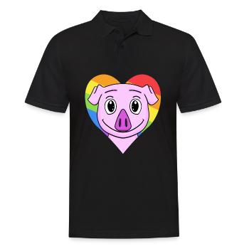 Schwein Lgbt Regenbogen Farben - Männer Poloshirt - Schwarz - Vorne - Kai (181cm)