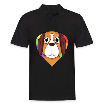 Bernhardiner Hund Regenbogen Herz - Männer Poloshirt - Schwarz - Vorne - Kai (181cm)