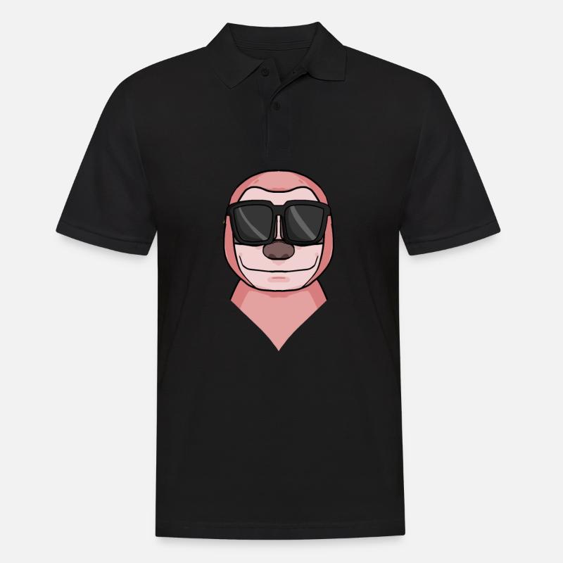 Faultier mit Brille - Männer Poloshirt - Schwarz